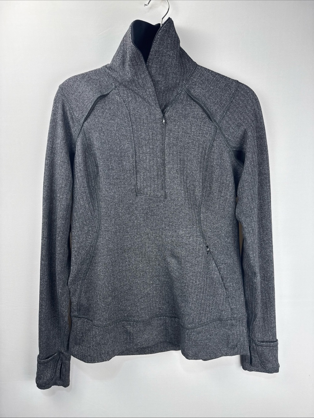 Lululemon Think Fast Pullover Snot or NOT Heathered Herringbone Black 10
